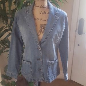 EUC Chico's Platinum Denim Jacket/blazer